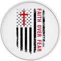 FAITH OVER FEAR AMERICAN FLAG WHITE TIRE COVER