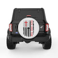 FAITH OVER FEAR AMERICAN FLAG PEARL  WHITE CARBON FIBER TIRE COVER