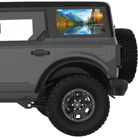 FALL SUNSET LAKE LANDSCAPE QUARTER WINDOW DECAL FITS 2021+ FORD BRONCO 4 DOOR HARD TOP