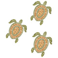 FAMILY OF GREEN AND BROWN SEA TURTLES