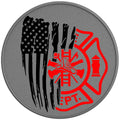 FIREFIGHTER AMERICAN FLAG SILVER CARBON FIBER TIRE COVER