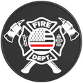 FIRE DEPARTMENT RED THIN LINE FLAG PEARL  WHITE CARBON FIBER TIRE COVER
