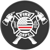 FIRE DEPARTMENT RED THIN LINE FLAG BLACK CARBON FIBER TIRE COVER