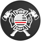 FIRE DEPARTMENT RED THIN LINE FLAG BLACK TIRE COVER