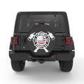 FIRE DEPARTMENT RED THIN LINE FLAG PEARL  WHITE CARBON FIBER TIRE COVER
