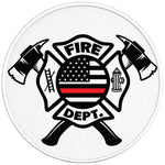 FIRE DEPARTMENT RED THIN LINE FLAG PEARL  WHITE CARBON FIBER TIRE COVER