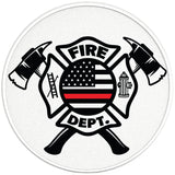 FIRE DEPARTMENT RED THIN LINE FLAG PEARL  WHITE CARBON FIBER TIRE COVER