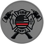 FIRE DEPARTMENT RED THIN LINE FLAG SILVER CARBON FIBER TIRE COVER