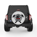 FIRE DEPARTMENT RED THIN LINE FLAG SILVER CARBON FIBER TIRE COVER