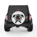 FIRE DEPARTMENT RED THIN LINE FLAG PEARL  WHITE CARBON FIBER TIRE COVER