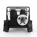 FIRE DEPARTMENT RED THIN LINE FLAG WHITE CARBON FIBER TIRE COVER FOR MOKE