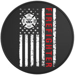 FIRE FIGHTER FLAG BLACK TIRE COVER