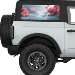FLAMINGOS IN MAGICAL LAND QUARTER WINDOW DECAL FITS 2021+ FORD BRONCO 2 DOOR HARD TOP