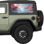 FLAMINGOS IN MAGICAL LAND QUARTER WINDOW DECAL FITS 2018+ JEEP WRANGLER 2 DOOR HARD TOP JL