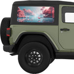 FLAMINGOS IN MAGICAL LAND QUARTER WINDOW DECAL FITS 2011-2018 JEEP WRANGLER 2 DOOR HARD TOP JK