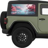 FLAMINGOS IN MAGICAL LAND QUARTER WINDOW DECAL FITS 2011-2018 JEEP WRANGLER 2 DOOR HARD TOP JK