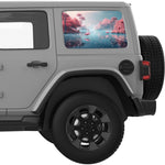 FLAMINGOS IN MAGICAL LAND QUARTER WINDOW DECAL FITS 2018+ JEEP WRANGLER 4 DOOR HARD TOP JLU