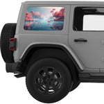 FLAMINGOS IN MAGICAL LAND QUARTER WINDOW DECAL FITS 2011-2018 JEEP WRANGLER 4 DOOR HARD TOP JKU
