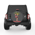 FLAMINGO CHRISTMAS PALM BLACK CARBON FIBER TIRE COVER