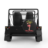 FLAMINGO CHRISTMAS PALM BLACK CARBON FIBER TIRE COVER FOR MOKE