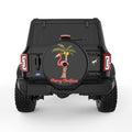 FLAMINGO CHRISTMAS PALM BLACK TIRE COVER