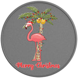 FLAMINGO CHRISTMAS PALM SILVER CARBON FIBER TIRE COVER