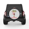 FLAMINGO CHRISTMAS PALM SILVER CARBON FIBER TIRE COVER