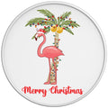 FLAMINGO CHRISTMAS PALM WHITE TIRE COVER