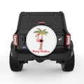 FLAMINGO CHRISTMAS PALM WHITE TIRE COVER
