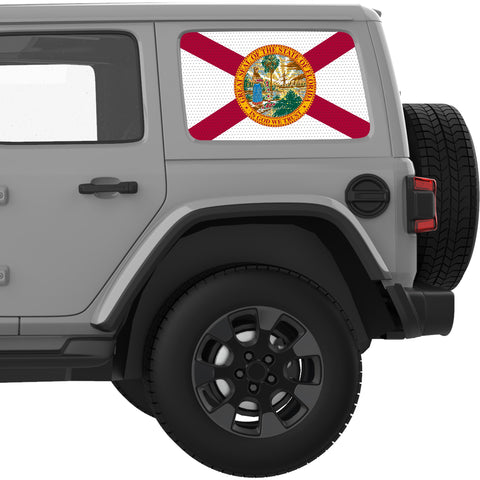FLORIDA STATE FLAG QUARTER WINDOW DECAL FITS 2018+ JEEP WRANGLER 4 DOOR HARD TOP JLU