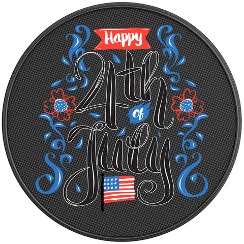 FLOWERY HAPPY 4TH JULY PEARL  WHITE CARBON FIBER TIRE COVER