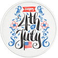 FLOWERY HAPPY 4TH JULY BLACK TIRE COVER