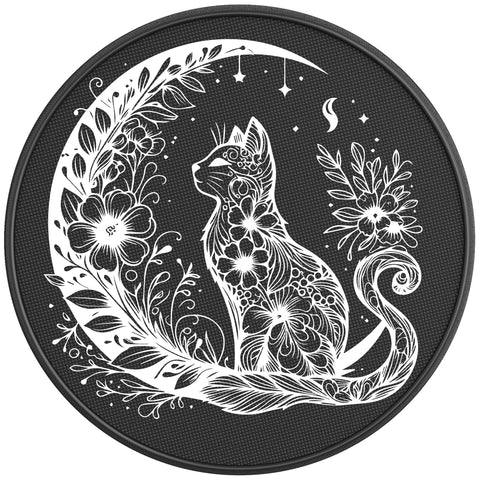 FLOWER MOON CAT PEARL  WHITE CARBON FIBER TIRE COVER