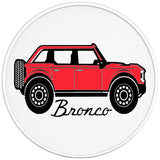 FORD BRONCO RACE RED PEARL  WHITE CARBON FIBER TIRE COVER
