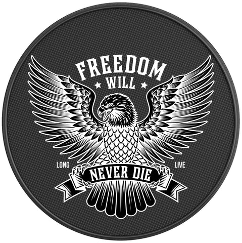 FREEDOM WILL NEVER DIE BLACK CARBON FIBER TIRE COVER