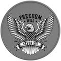 FREEDOM WILL NEVER DIE SILVER CARBON FIBER TIRE COVER