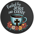 FUELED BY JESUS AND COFFEE BLACK TIRE COVER