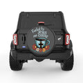 FUELED BY JESUS AND COFFEE BLACK CARBON FIBER TIRE COVER