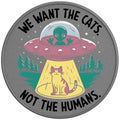 FUNNY ALIEN ABDUCTING CAT SILVER CARBON FIBER TIRE COVER