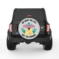 FUNNY ALIEN ABDUCTING CAT SILVER CARBON FIBER TIRE COVER