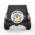 FUNNY ALIEN ABDUCTING CAT PEARL  WHITE CARBON FIBER TIRE COVER