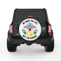 FUNNY ALIEN ABDUCTING CAT WHITE TIRE COVER