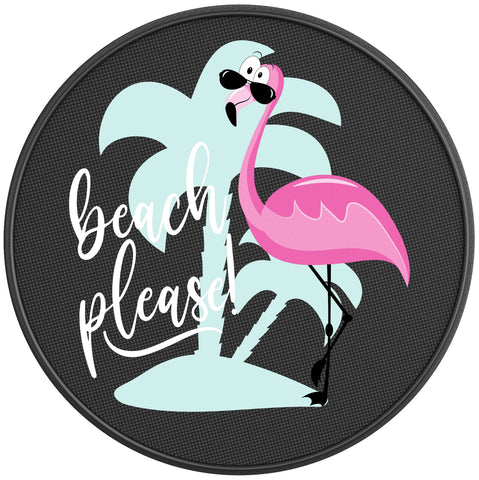 FUNNY BEACH PLEASE FLAMINGO BLACK CARBON FIBER TIRE COVER