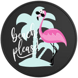 FUNNY BEACH PLEASE FLAMINGO BLACK TIRE COVER