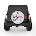 FUNNY BEACH PLEASE FLAMINGO SILVER CARBON FIBER TIRE COVER