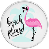FUNNY BEACH PLEASE FLAMINGO WHITE TIRE COVER