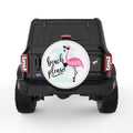 FUNNY BEACH PLEASE FLAMINGO WHITE TIRE COVER