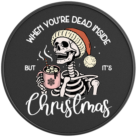 FUNNY CHRISTMAS SKELETON BLACK CARBON FIBER TIRE COVER