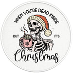 FUNNY CHRISTMAS SKELETON PEARL  WHITE CARBON FIBER TIRE COVER