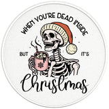 FUNNY CHRISTMAS SKELETON PEARL  WHITE CARBON FIBER TIRE COVER